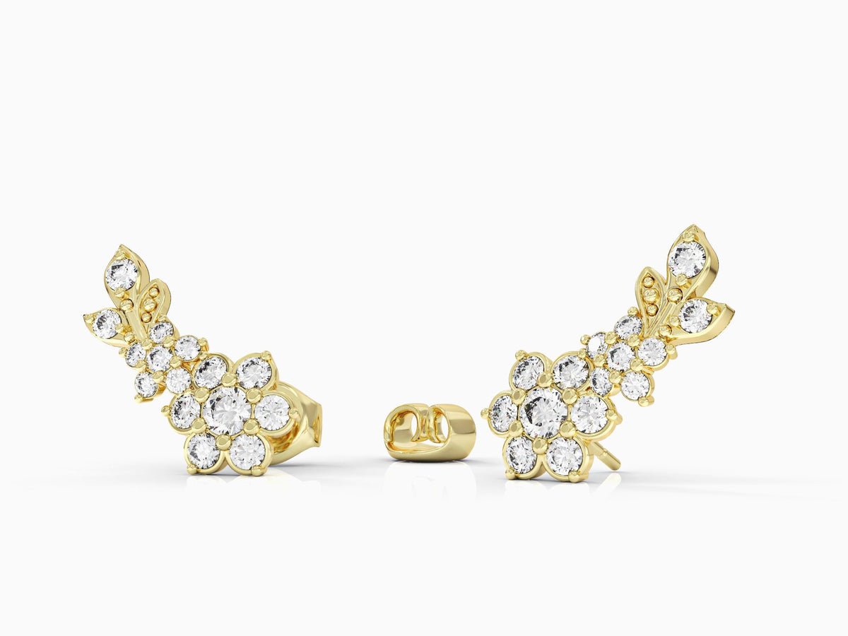 Earrings series of flowers studded with zircons