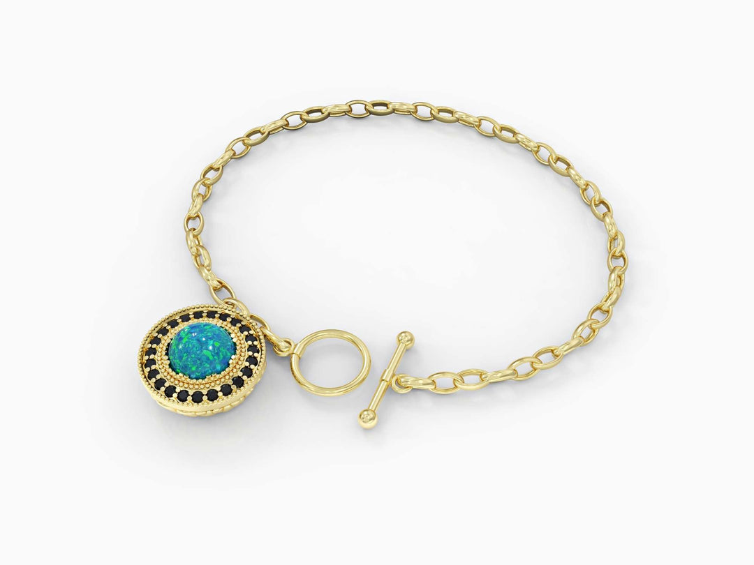 Precious Past Inlaid Zirconia Gemstones&Opal braceles