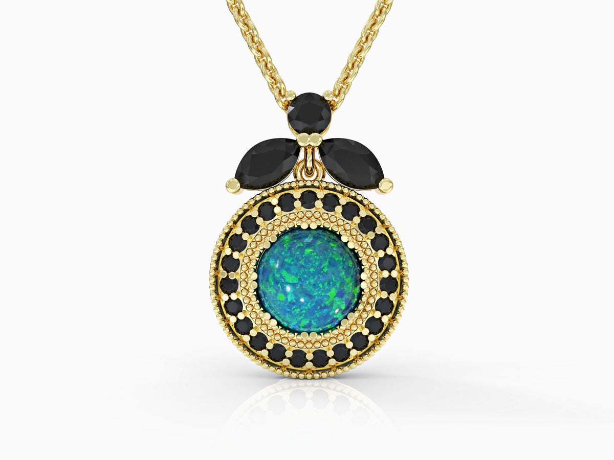 Nostalgia necklace studded with zircons and opal