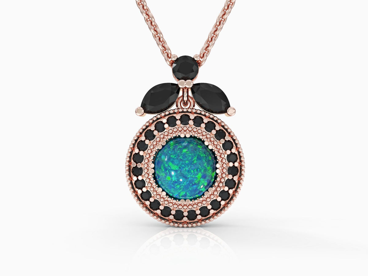Nostalgia necklace studded with zircons and opal