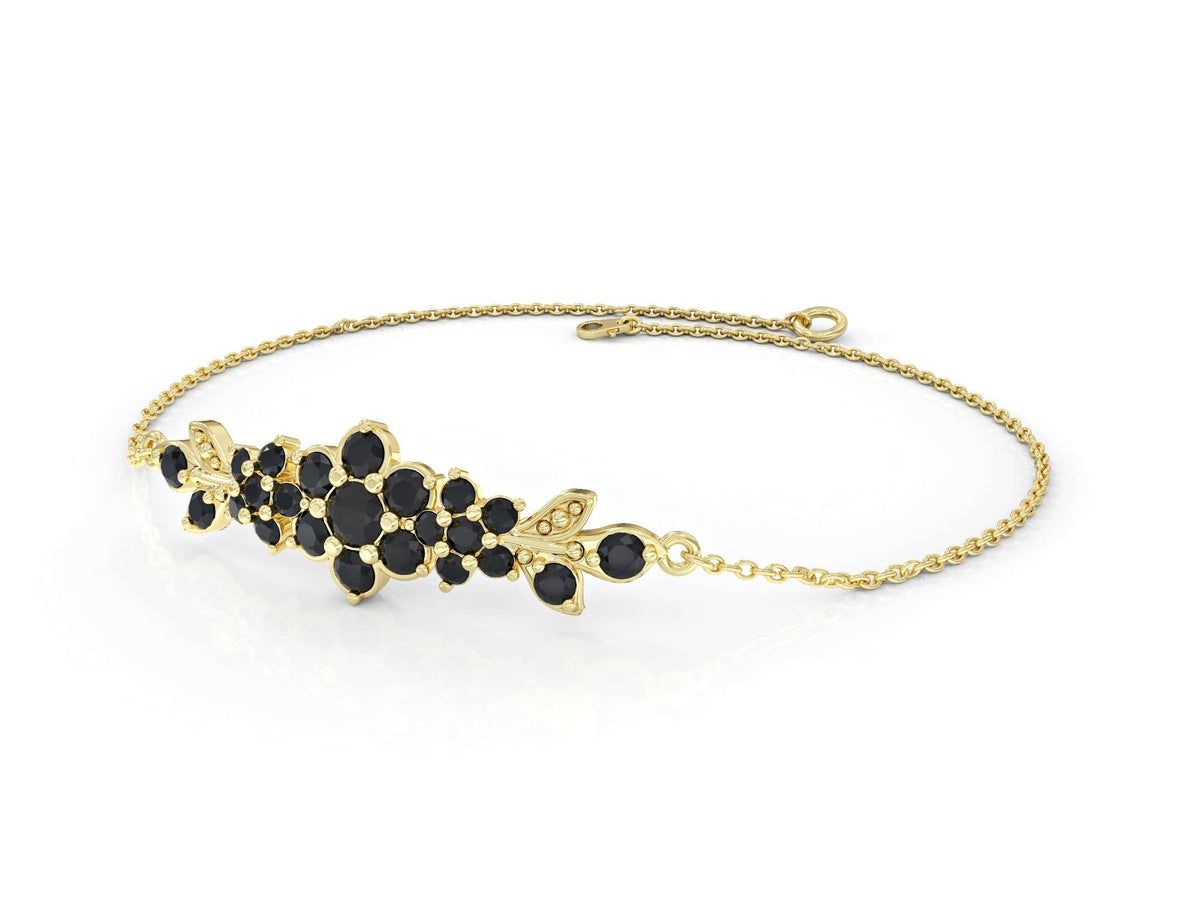 Medium flowering branch bracelet studded with zircons
