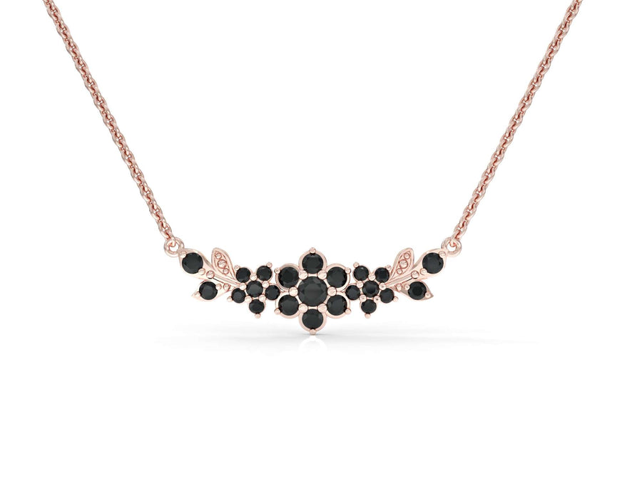 Medium flowering branch necklace studded with zircons