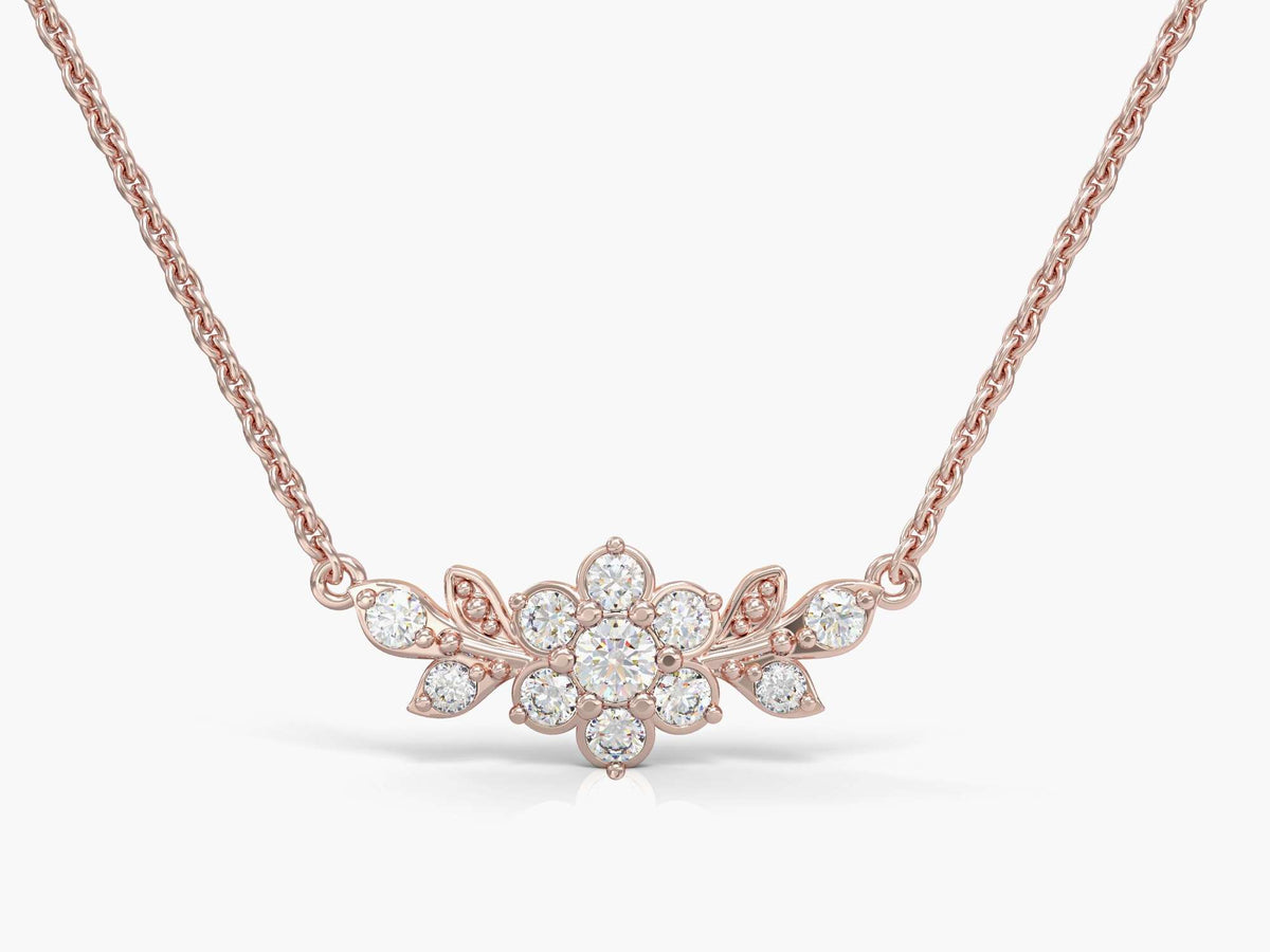 A short flowering branch necklace studded with zircons