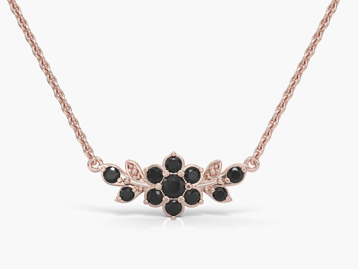 A short flowering branch necklace studded with zircons