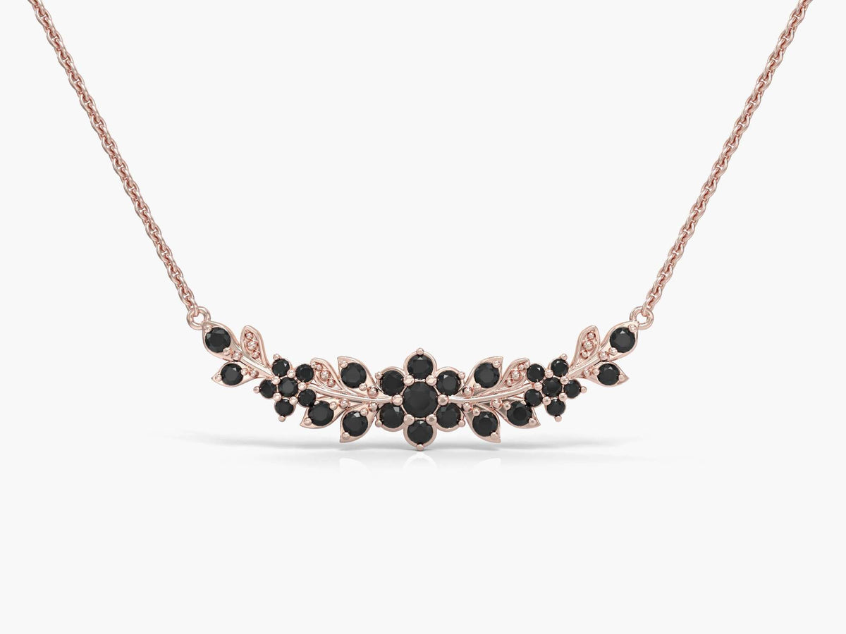 A long flowering branch necklace studded with zircons