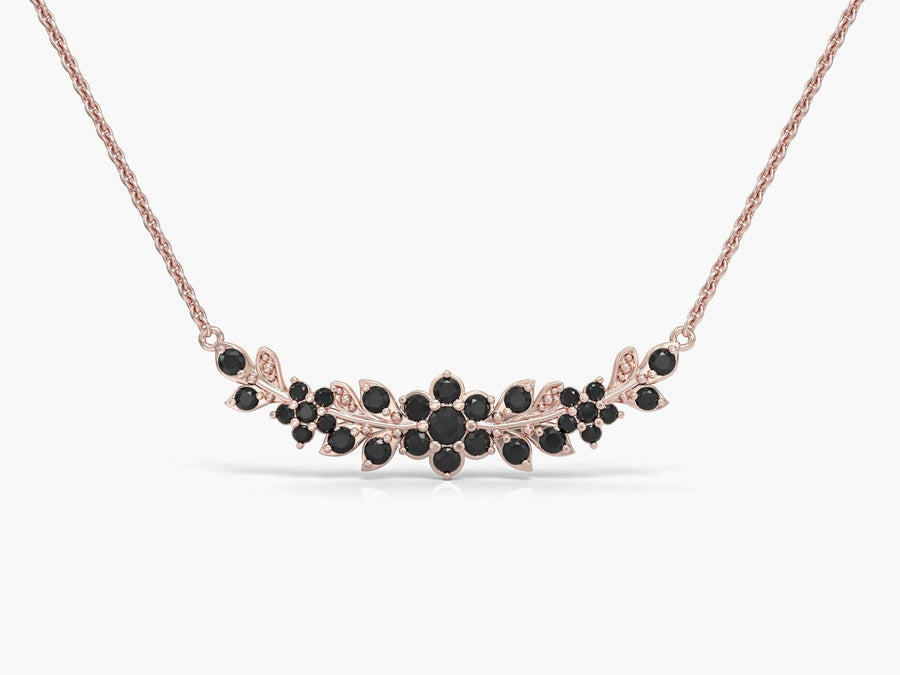 A long flowering branch necklace studded with zircons