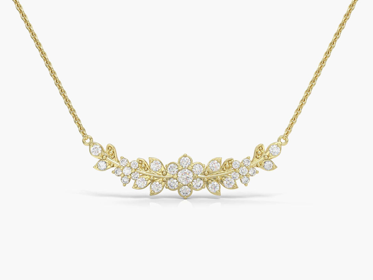 A long flowering branch necklace studded with zircons