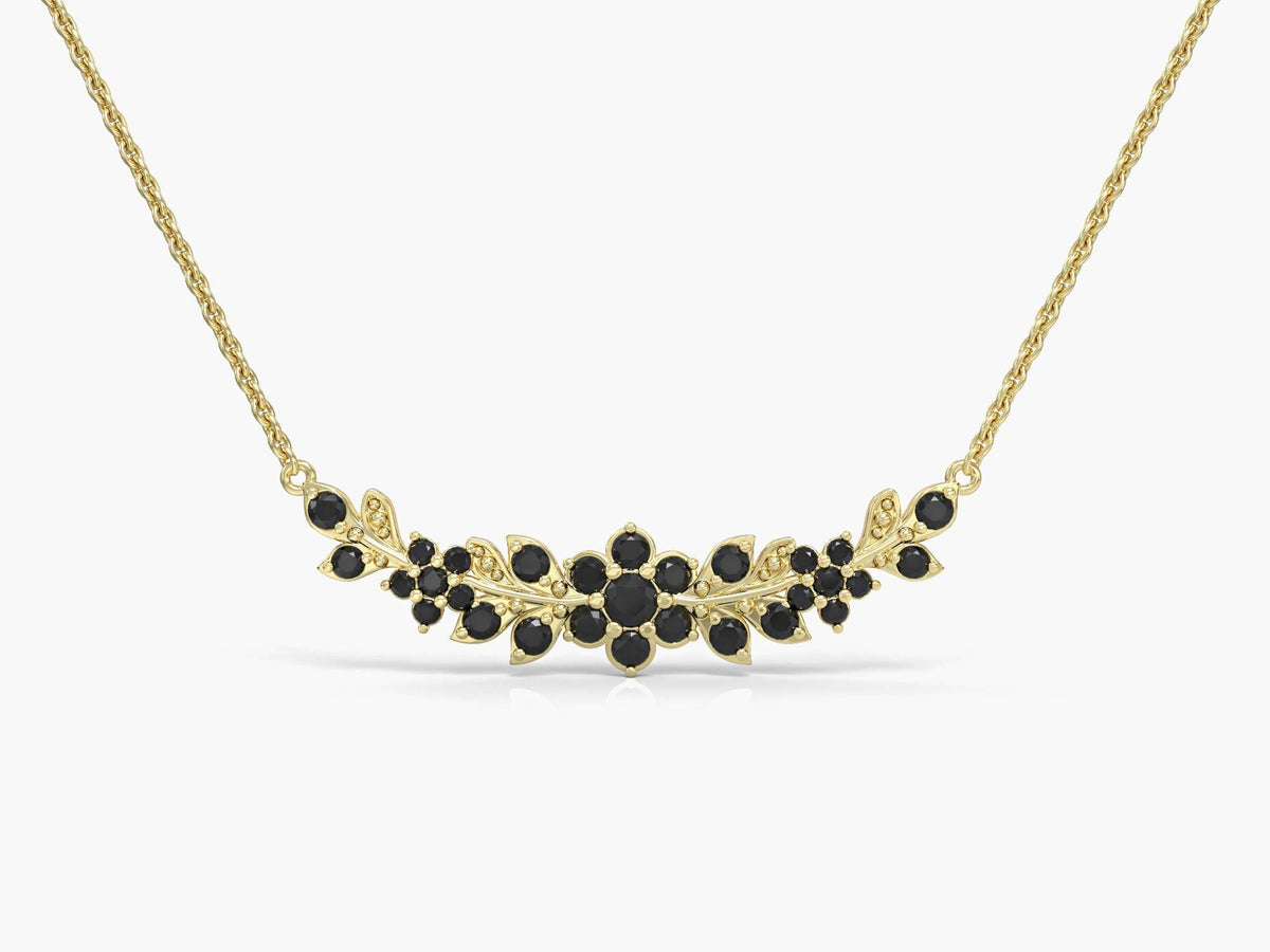 A long flowering branch necklace studded with zircons