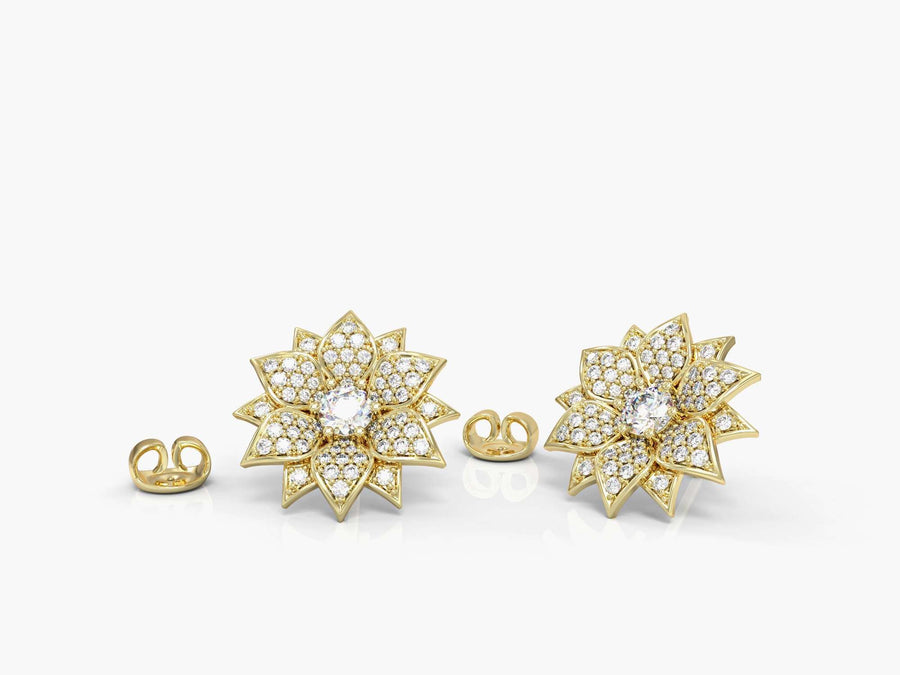 Amaryllis studded earrings studded with zircons