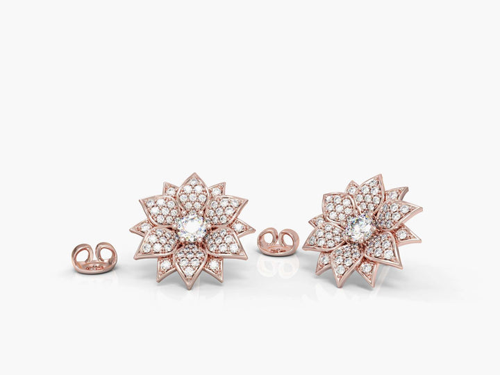Amaryllis Inlaid Zirconia Gemstones Stud Earrings