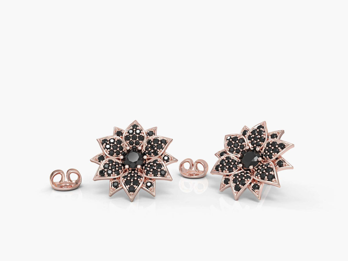 Amaryllis studded earrings studded with zircons