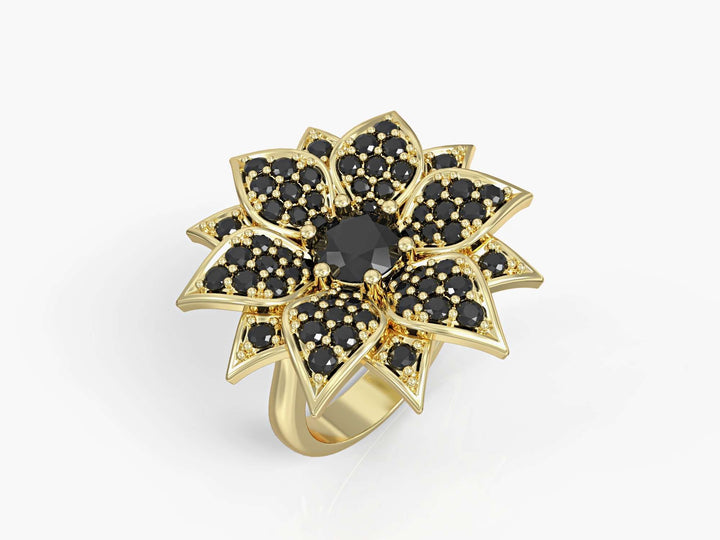 Amaryllis Inlaid Zirconia Gemstones ring