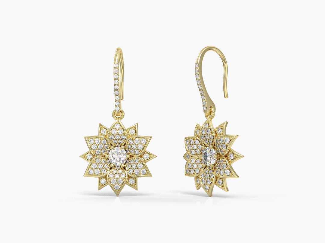 Amaryllis dangling gold earrings
