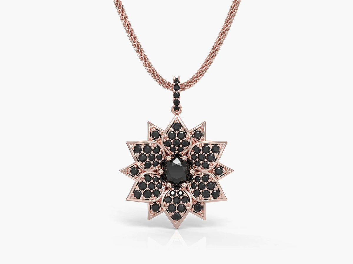 Amaryllis necklace studded with zircons
