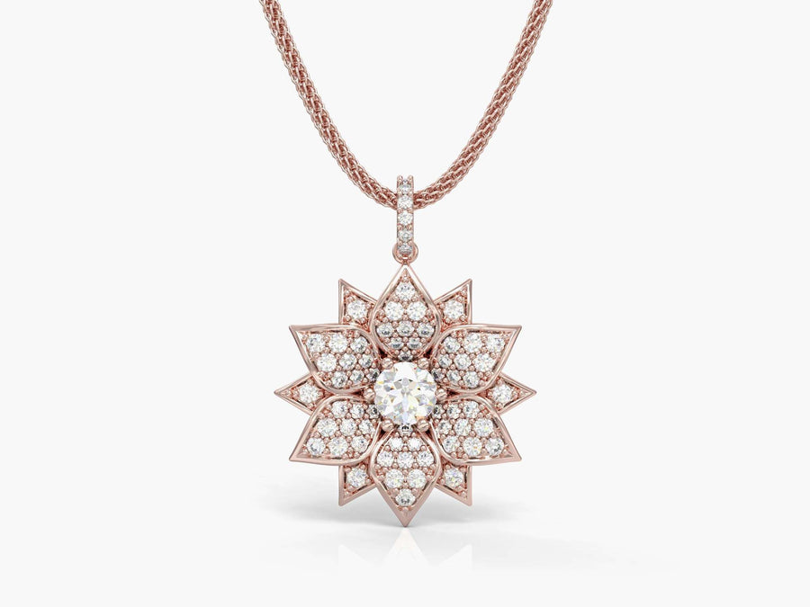 Amaryllis necklace studded with zircons