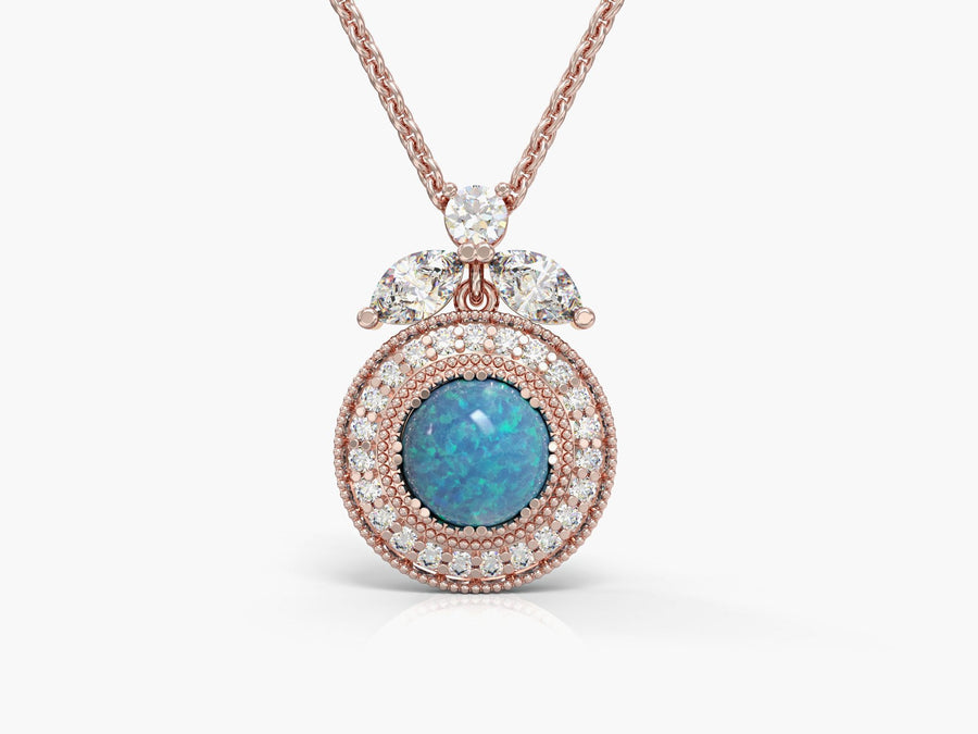 Nostalgia necklace studded with zircons and opal