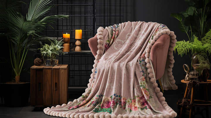 Lisa Soft Pamper Blanket with Pom Poms