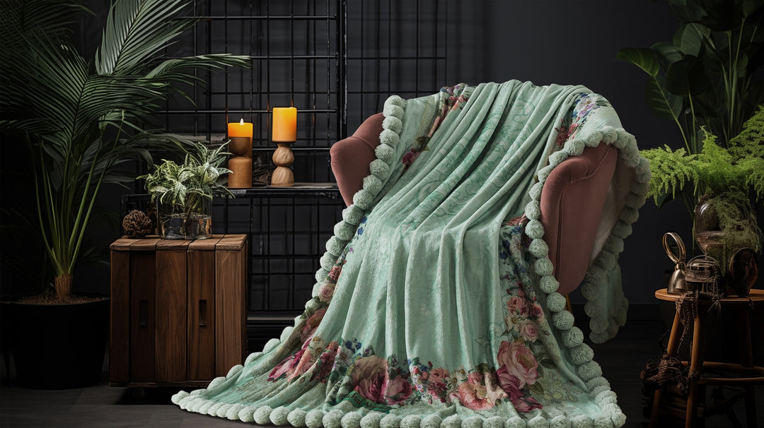 Lisa Soft Pamper Blanket with Pom Poms