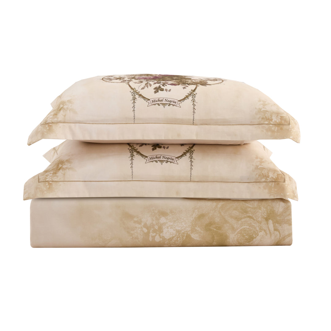 Valentina 100% Cotton Sateen Double Bedding Set - Cream - 4