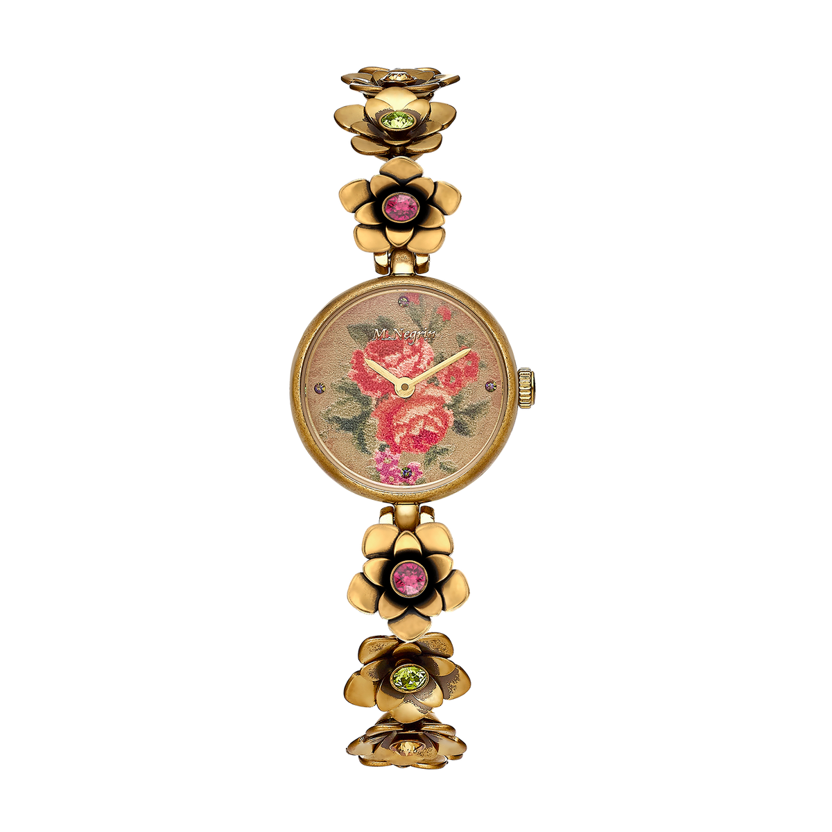 Women's Watch with Vintage Gold Plated Floral Bracelet