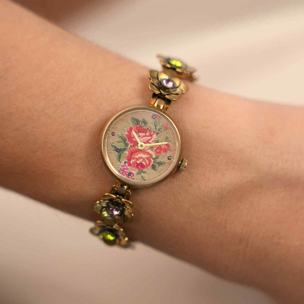 Women's Watch with Vintage Gold Plated Floral Bracelet - 2