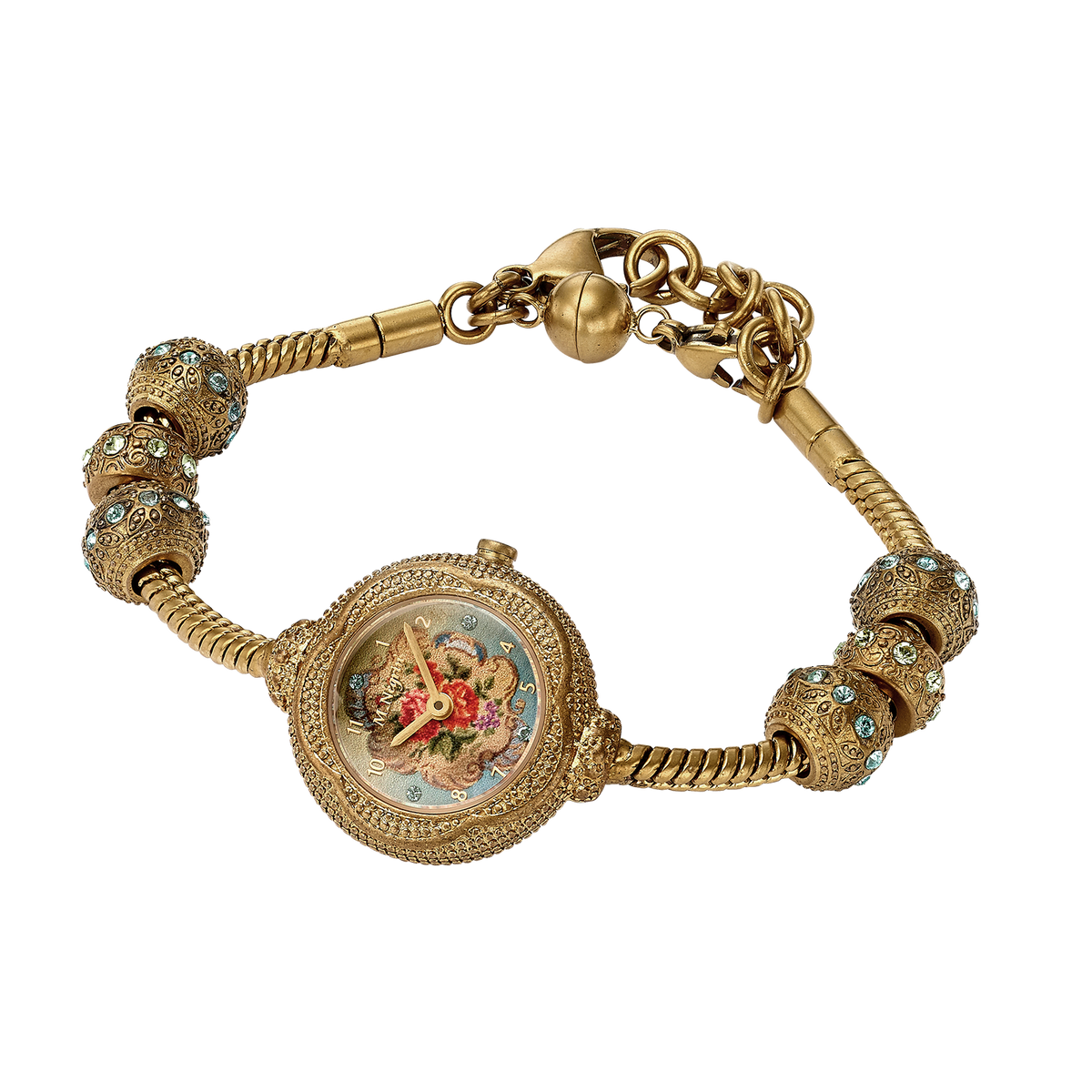 Women's Watch with 6 Charm Gold Plated Bracelet - 2