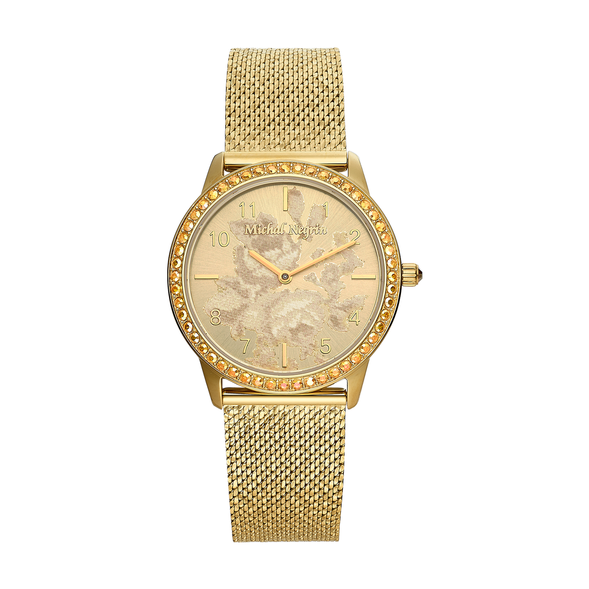 Women's Vintage Gold Plated Watch with Gold Floral Dial
