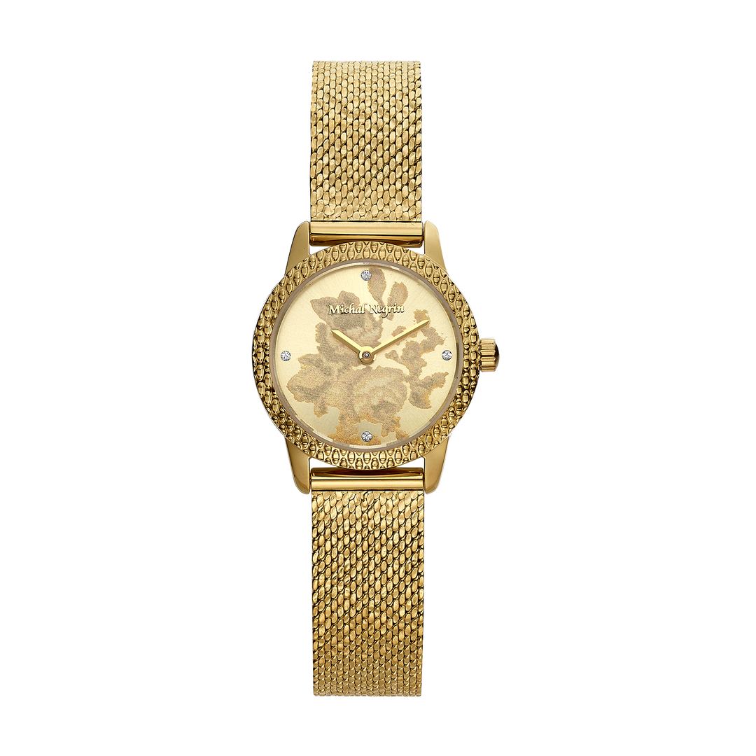 Women's Vintage Gold Plated Watch with Zirconia Dial
