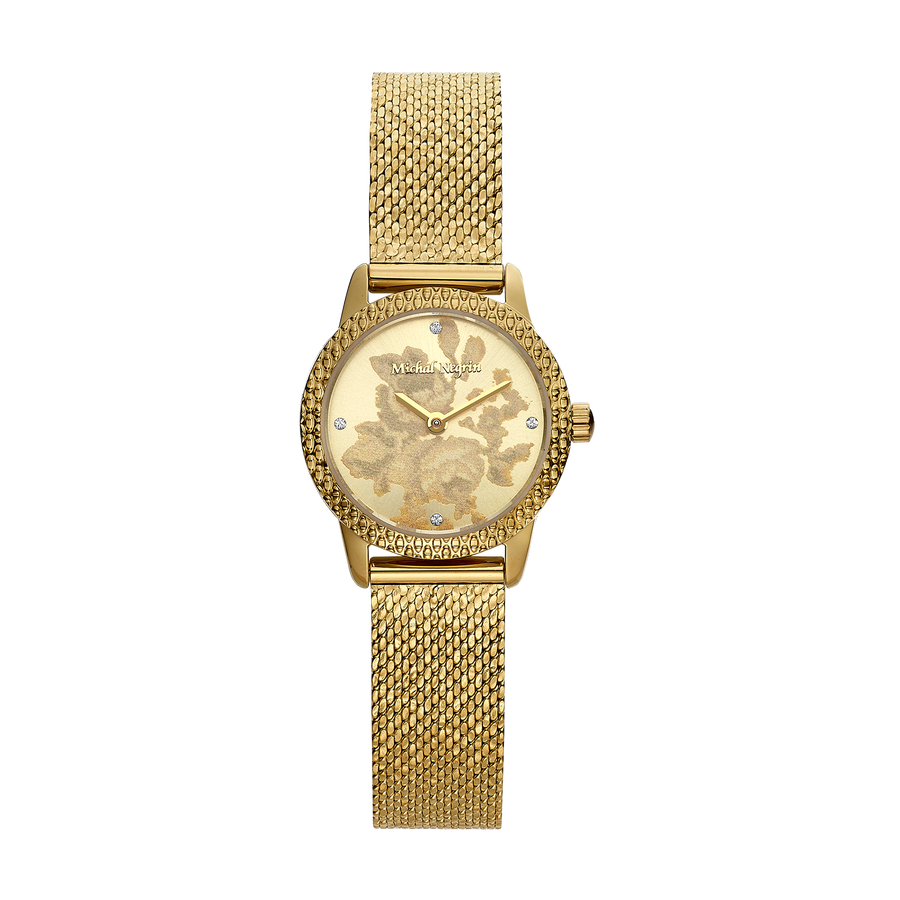 Women's Vintage Gold Plated Watch with Zirconia Dial