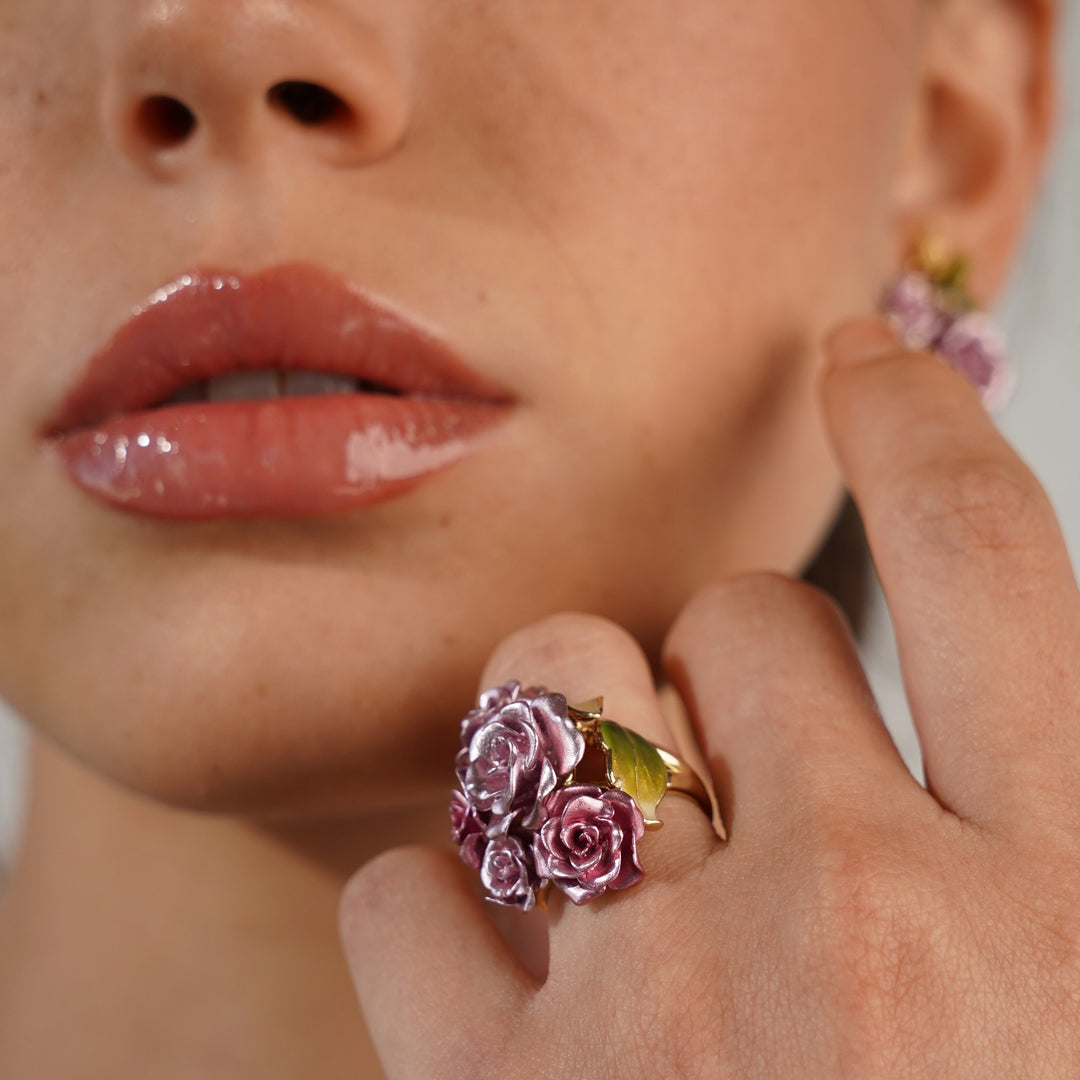 Monarchy enamel multi flower ring 