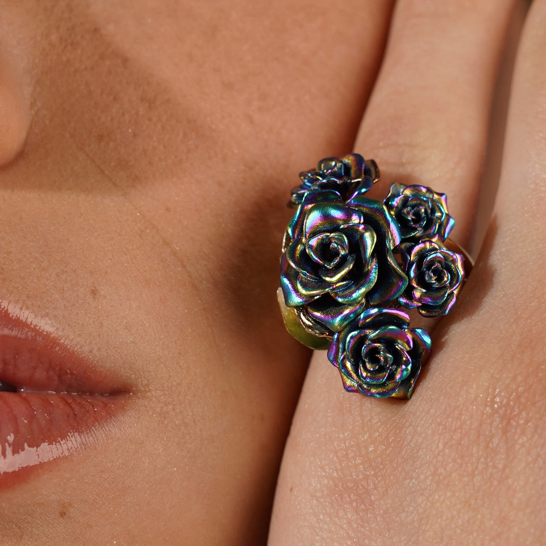 Monarchy enamel multi flower ring 