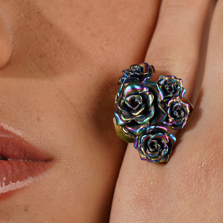 Monarchy enamel multi flower ring 