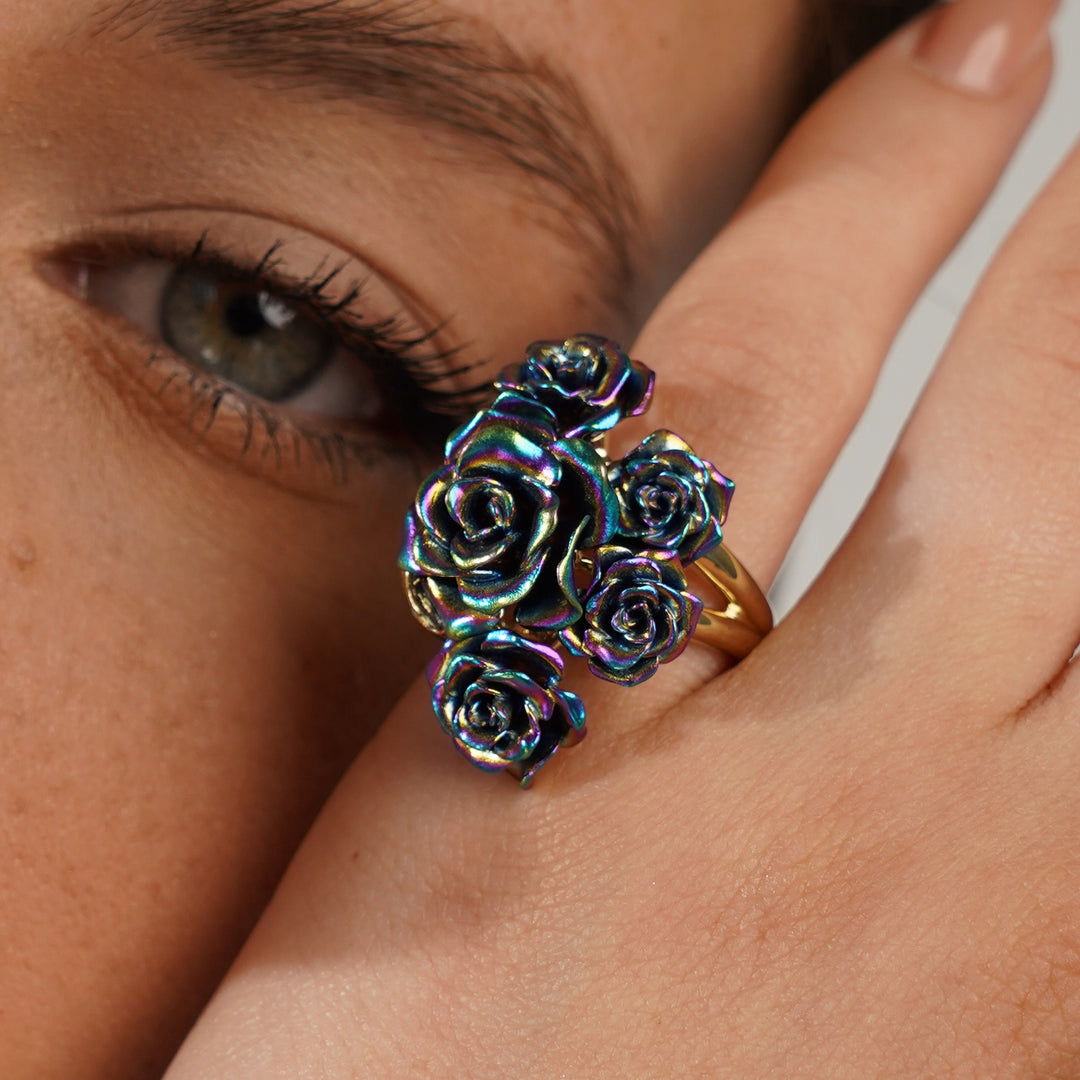 Monarchy enamel multi flower ring 