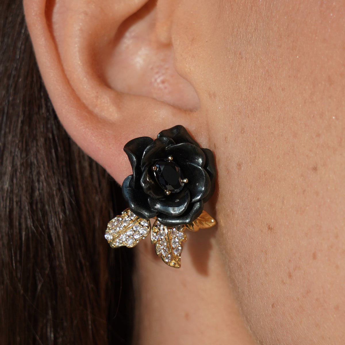 18K Gold Plated Earring with Nano Spinel & Enamel Finish - Monarchy - 3