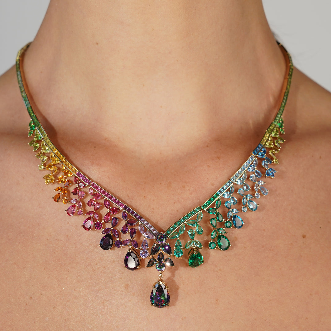 18K gold plated necklace with treasure zircons 