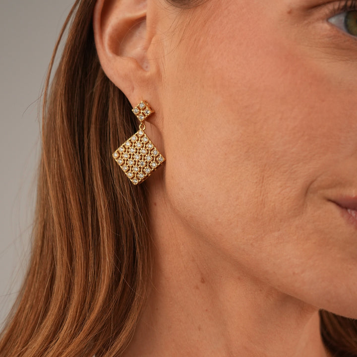 18K Gold Plated Earrings with Clear Zirconia - Volver - 3