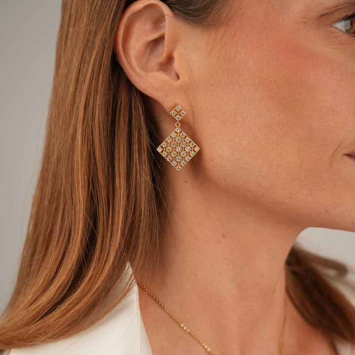 18K Gold Plated Earrings with Clear Zirconia - Volver - 2