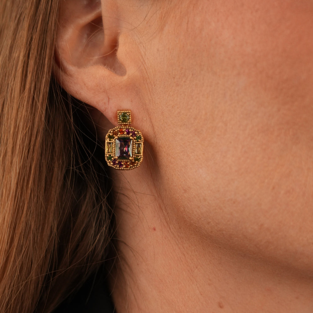18K Vintage Gold Plated Earrings with Zirconia - Volver - 2