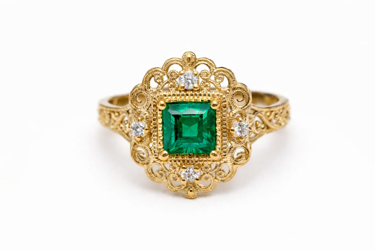 Alexandra Emerald Gold Ring