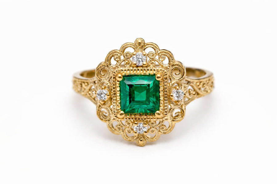 Alexandra Emerald Gold Ring