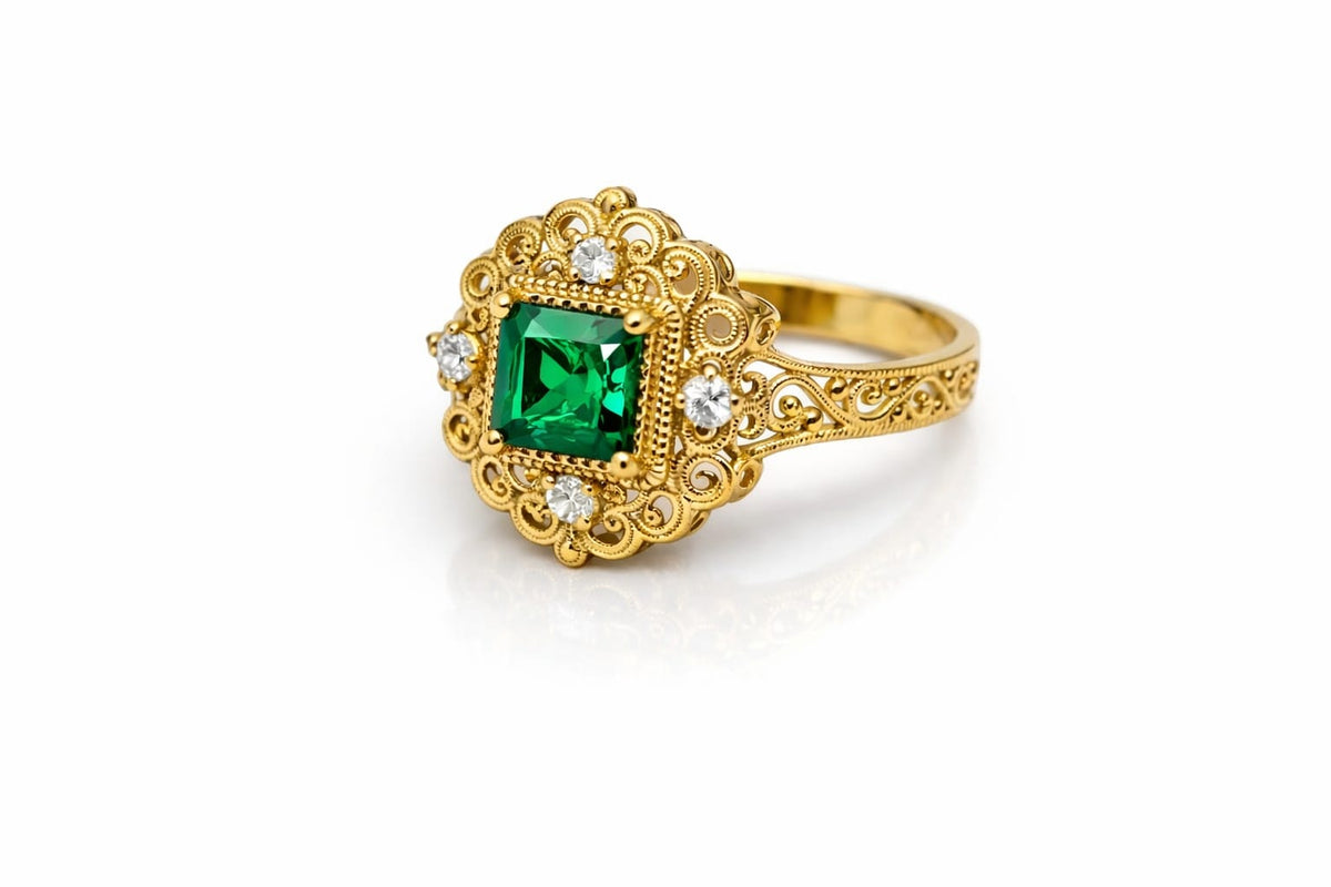 Alexandra Emerald Gold Ring