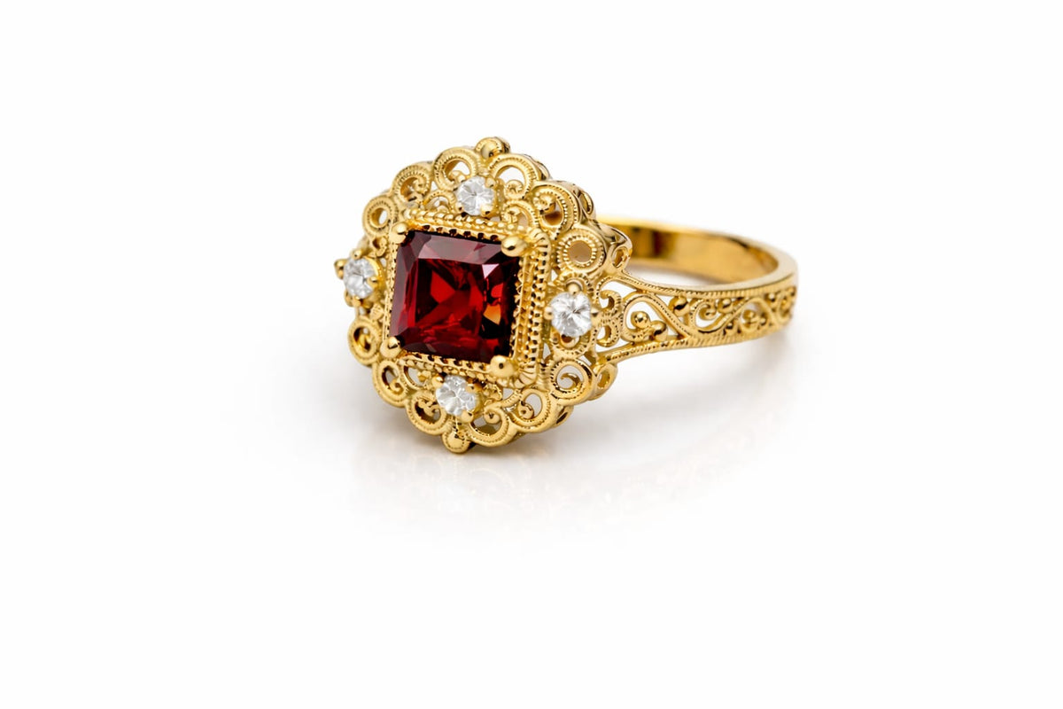 Alexandra Garnet Gold Ring