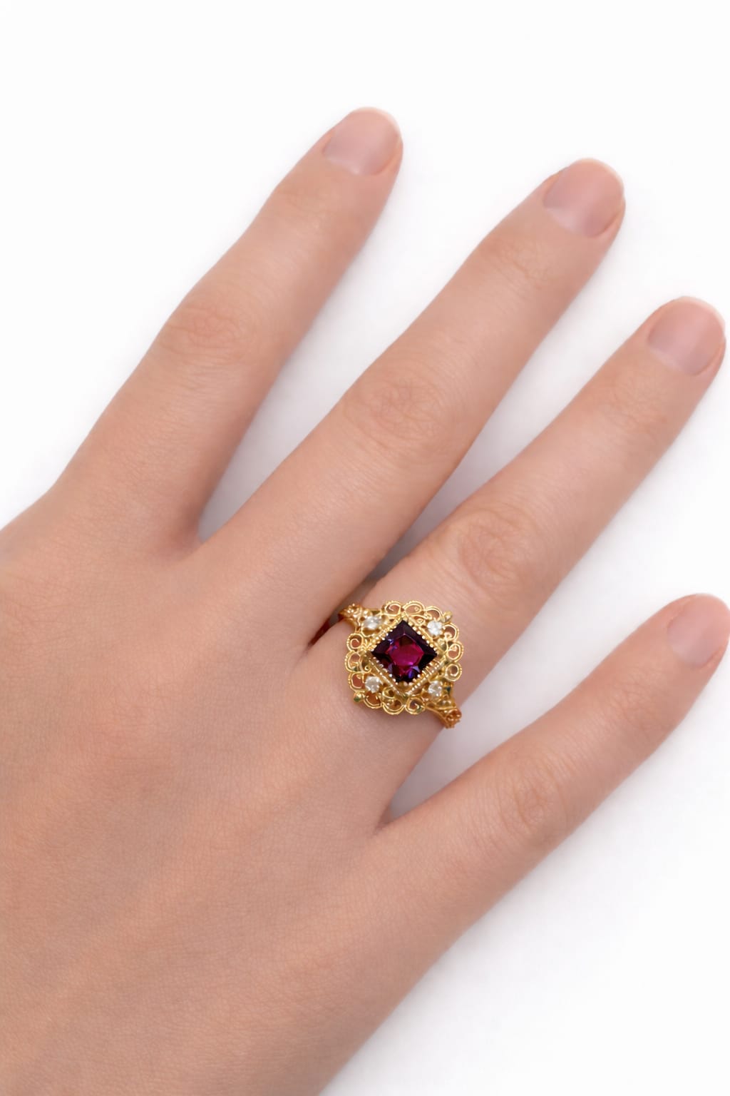Alexandra Garnet Gold Ring