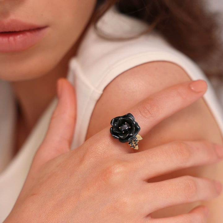 Monarchy Enamel CZ Stone Flower Ring