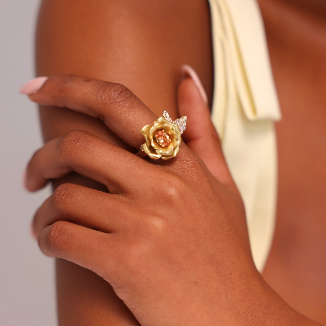 Monarchy Enamel CZ Stone Flower Ring