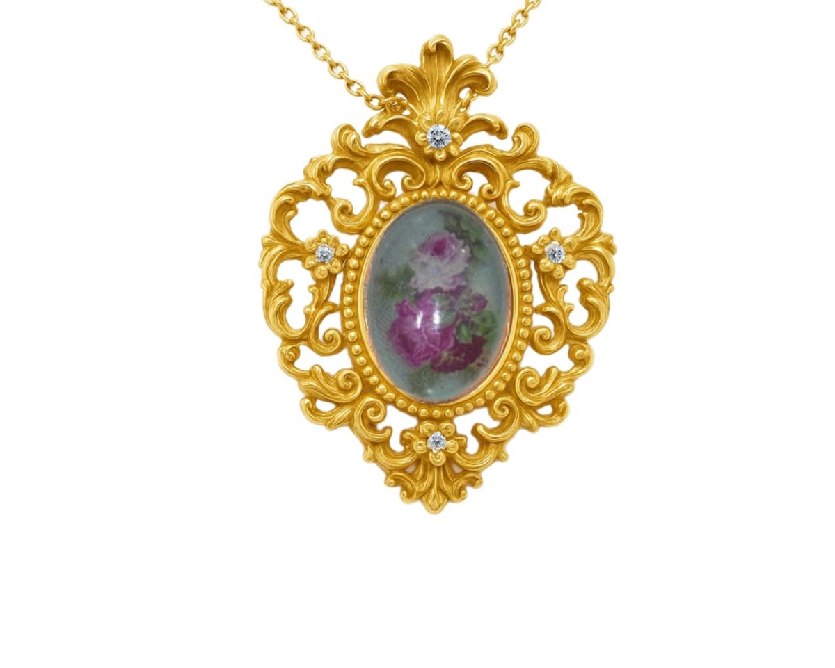 Rose Royale - Victorian gold pendant with diamonds