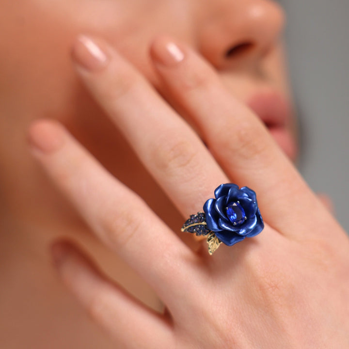 Monarchy Enamel CZ Stone Flower Ring