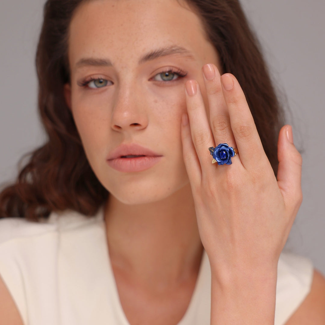 Monarchy Enamel CZ Stone Flower Ring