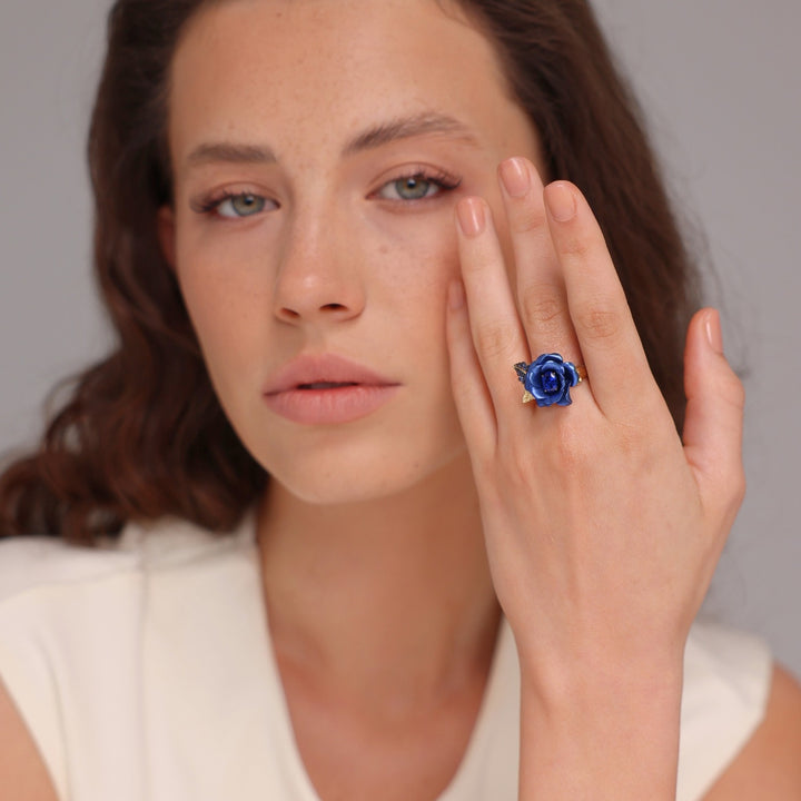 Monarchy Enamel CZ Stone Flower Ring