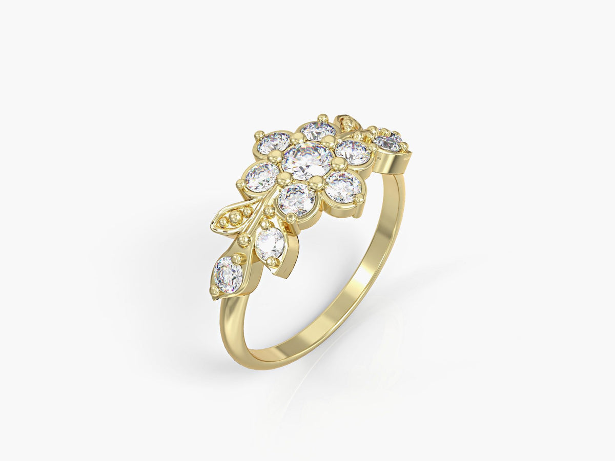 A short flowering branch gold ring